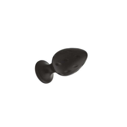 Черная малая силиконовая анальная пробка с рельефом в виде углублений
